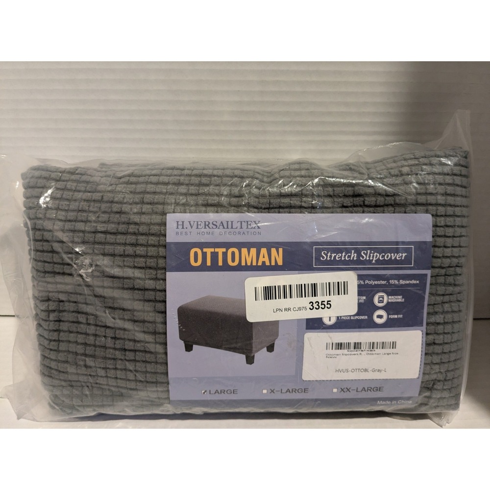 Gray Ottoman Stretch Slipcover